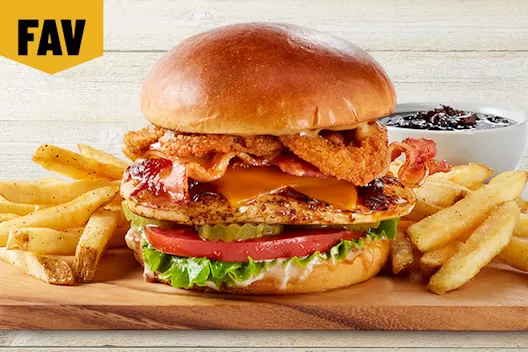 TGI Fridays USA Menu 25 FRIDAYS Signature Whiskey Glazed Chicken Sandwich