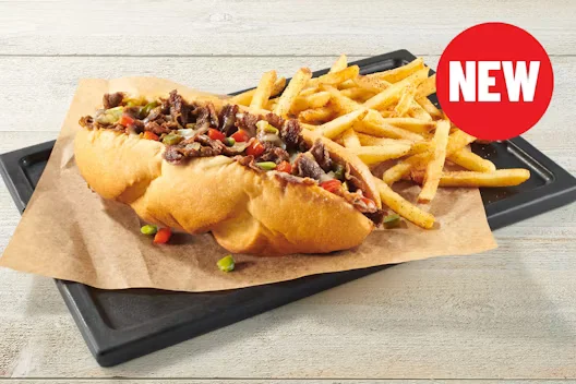 TGI Fridays USA Menu 26 NEW! Philly Cheese Steak Sandwich